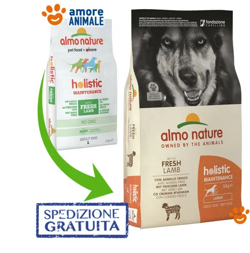 Almo Nature Hund Holistic Large 12 KG - Lamm Und Reis - Kroketten für Hunde
