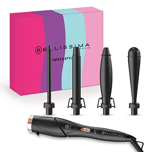 Bellissima Twist & Style, Lockenstab, Griff + 4 Zubehörteile für Locken und Wellen, automatische Temperatur, schnelles Aufheizen, Keramikbeschichtung, um 90 verstellbar, Geschenkidee