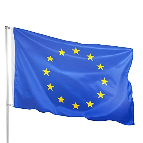 PHENO FLAGS Premium Europa Flagge 90x150cm - wetterbeständige EU Fahne mit Messingösen, 100% Polyester, robuste Doppelnaht & in lebendigen Farben - ideal für Flaggen-Liebhaber