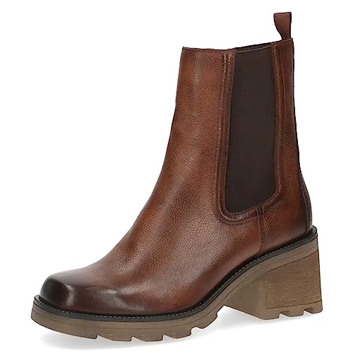 CAPRICE Damen Stiefeletten mit Absatz Blockabsatz Elegant, Braun (Cognac Nappa) - Wanderschuhe mit innovativem Memory-Schaumfußbett für optimalen Komfort und Gelenkschutz – ideal für stilvolle Herbstspaziergänge.