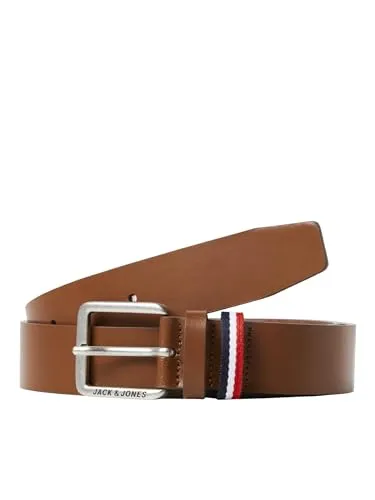 JACK & JONES Herren Jacespo Ledergürtel, Cognac, 105 EU - Herren-Gürtel mit verstellbarer Schnalle, eleganter Cognac-Farbton für jeden Anlass
