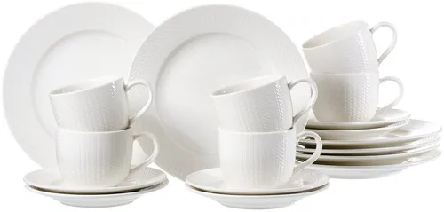Ritzenhoff & Breker Kaffeeservice Saphir 18-tlg - Elegantes Kaffeeservice für 6 Personen aus feinem Porzellan mit filigranem Reliefdesign, ideal für besondere Anlässe und den täglichen Genuss.