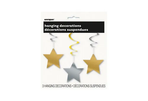 Unique Industries Inc. Hängedekoration Swirldeko Uni Star 3St. gold/silber