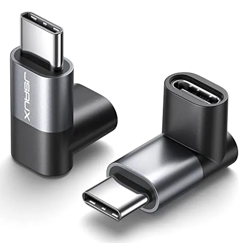 JSAUX USB C Winkelstecker 90 Grad 2 Stück, USB C Winkel 40Gbps Typ C Stecker auf Typ-C Buchse PD 100W Schnellladung Adapter kompatibel mit Steam Deck, Switch, ROG Ally, VR, Laptop, iPhone 17/16/15