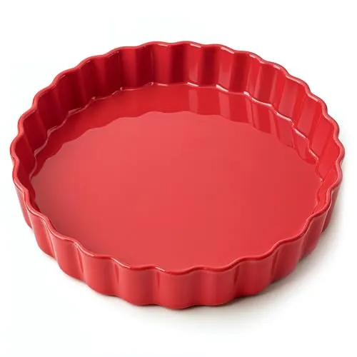 Praknu Tarteform aus Keramik 28 cm - Hoher Rand - Mit Antihaftbeschichtung - Kratz- und Schnittfest - Einfach zu Reinigen