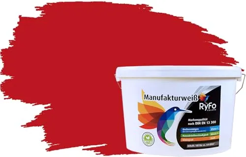 RyFo Colors Wand- und Deckenfarbe Manufakturweiß Trend Rottöne 1 L - Hochwertige Premium-Dispersionsfarbe für stilvolle Rottöne in Innenräumen. Mit hoher Deckkraft und Ergiebigkeit für ein angenehmes Raumklima. Ideal für verschiedene Untergründe und leicht zu verarbeiten.