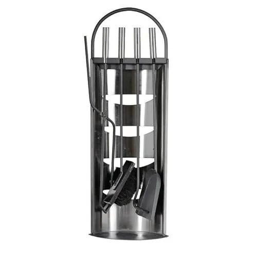 Valo Kaminventilator Helsinki 4-teiliges Kaminbesteck - Aschesauger Set mit Kaminbesen, Schaufel und Greifzange für effiziente Reinigung und Pflege Ihres Kamins.