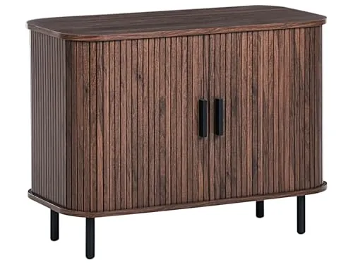BELIANI Retro Sideboard Dunkelbraun mit Schiebetüren