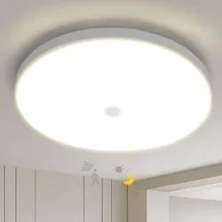 Great Jacob LED Deckenleuchte mit Bewegungsmelder Dämmerungssensor 24W Deckenlampe 3240lm 6500K Weißlicht, Ø32,2cm – Ideal für Flur, Treppenhaus