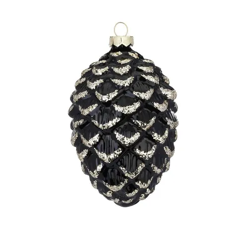 Christbaumschmuck Zapfen Glas 12,5 cm Ebony Black Christbaumkugel Weihnachtsbaum