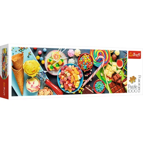 Trefl Puzzle Panoramapuzzle Süßigkeiten 1000 Teile - Farbenfrohes Design, ideal für Puzzlespaß ab 8 Jahren und kreative Entspannung