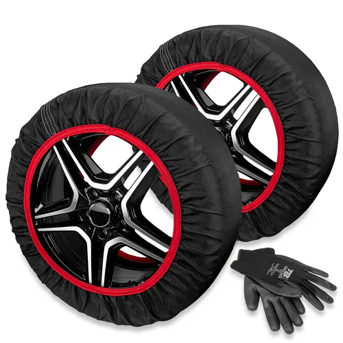 Heyner Premium SnowGrip PRO Schneeketten Größe L - Hochwertige Schneeketten für optimale Traktion, inklusive praktischer Aufbewahrungstasche und Handschuhe. Ideal für winterliche Fahrbedingungen.