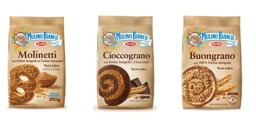 Barilla / Mulino Bianco TESTPAKET Mulino Bianco Cioccograno 330g - Molinetti 350g - Buongrano 350g kekse 100 Percent Vollkorn biscuits cookies 3 Stück