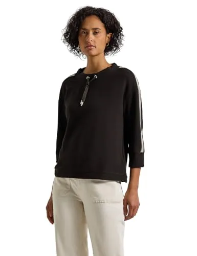 Street One Damen 3227903 Ottoman Shirt mit Tape, deep Roast Brown - T-Shirt für Damen mit U-Boot-Ausschnitt und 3/4-Ärmeln, ideal für einen lässigen Look. Besonders bequem durch den Tunnelzug und die hochwertige Ottoman-Qualität.