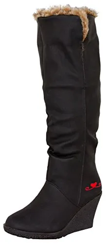 LOVENESS Damen Fellstiefel - Gefütterte Stiefeletten in Schwarz, EU 41, ideal für kalte Tage und Outdoor-Aktivitäten