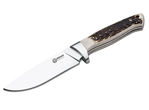 Böker Arbolito Hunter Erwachsene Messer - Gürtelmesser mit robustem Design, satinierten N695 Klinge und eleganter Hirschhornbeschalung – ideal für Jagd und Outdoor-Aktivitäten.