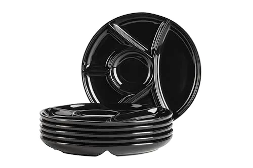 MÄSER Fondueteller Set, 6-teilig aus Porzellan - Elegantes Geschirr-Set in Schwarz, ideal für Fondue-Abende mit Freunden oder Familie. Lebensmittelecht und spülmaschinengeeignet für einfache Pflege.