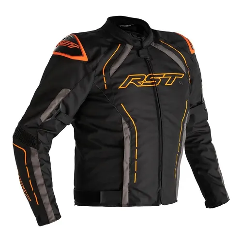 RST S-1 Motorrad Textiljacke - schwarz-grau-orange, Größe M für Männer - Motorradjacke aus MaxTex mit herausnehmbarem Thermofutter und wasserdichter SinAqua Membrane - perfekt für jede Wetterlage.
