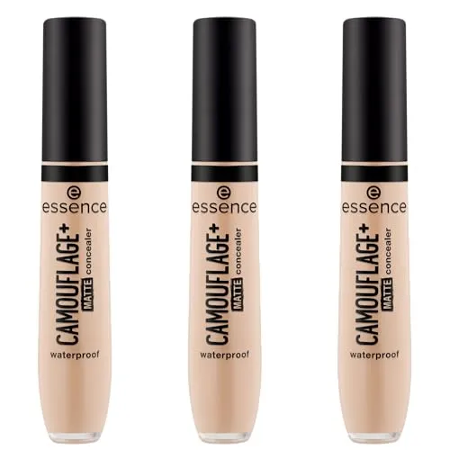 essence CAMOUFLAGE+ MATTE concealer, Nr. 70, Braun, langanhaltend, mattierend, abdeckend, matt, vegan, ölfrei, ohne Parabene, ohne Mikroplastikpartikel, 3er Pack (3x8ml)