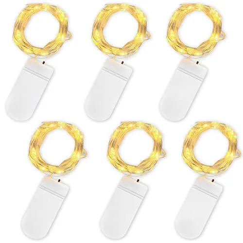 Jsdoin LED Mini Lichterkette mit Batterie, 6x20er Micro Lichterkette außen Batterie, 2M DIY kleine Lichterketten Wasserdicht für Party Hochzeit Weihnachten Beleuchtung Deko (WarmWeiß)