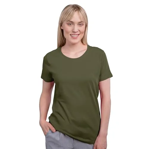HRM Damen Luxury Roundneck Tee I Premium T-Shirt Damen Rundhalsausschnitt aus 100% Bio-Baumwolle I Basic Shirt Damen bis 60°C waschbar I Hochwertige & nachhaltige Damen-Oberteile