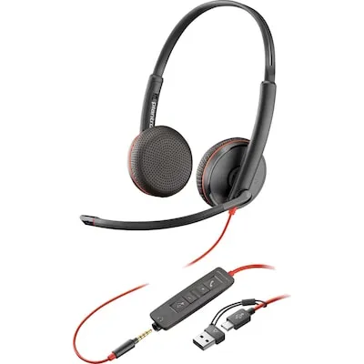 HP Poly Blackwire 3225 USB-C Stereo Headset - PC-Headset mit USB-C und 3.5mm Anschluss, ideal für klare Kommunikation und komfortables Arbeiten im Home Office.