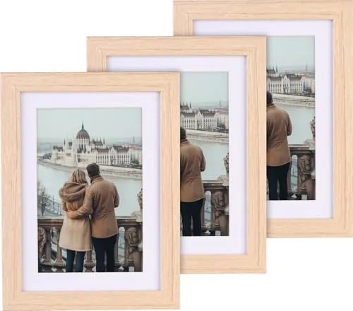Your Design Bilderrahmen mit Einlegerahmen: 3er-Set Bilderrahmen mit robustem Acrylglas, 13 x 18 cm, Eiche hell (Photo Frame)