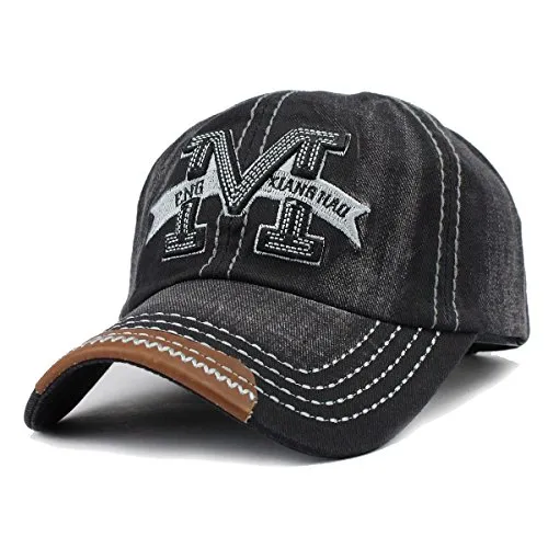 Sporty Herren Used Look New Classic Baseball Cap Schwarz