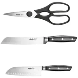 Fissler 3-teiliges Küchenmesser-Set: Brotmesser, Santoku-Messer & Küchenschere