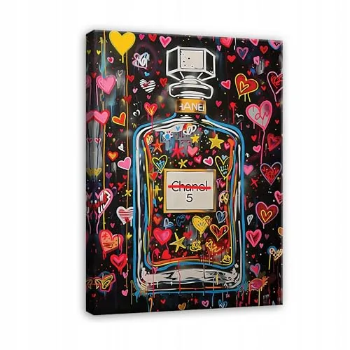 WallArena - Leinwand Bilder Parfüm - 30x40 cm Leinwandbilder - Bild auf leinwand - Wandbild XXL groß Wandbilder für Wohnzimmer Schlafzimmer Wohnzimmerbilder Modern kunstdruck - Street Art Herz