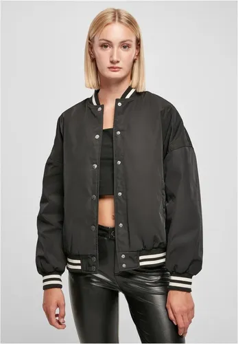 Urban Classics Damen Oversized Recycled College Jacket - Schwarz, XL EU - Funktionsjacken mit Oversize Passform, weit überschnittenen Schultern und praktischen Reißverschlusstaschen für optimalen Komfort und Style.