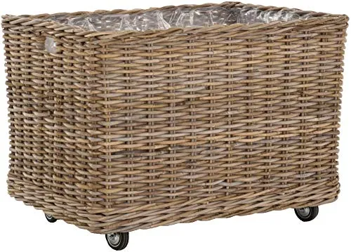 Großer Pflanzkorb Rattan grau XXL mit Rollen von Korb-Outlet
