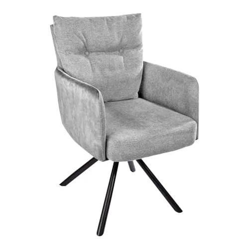 Riess-Ambiente BIG GEORGE Polsterstuhl grau/schwarz - Eleganter Esszimmerstuhl mit Armlehne, 360° drehbar und Samt-Bezug für höchsten Komfort. Ideal für stilvolle Wohnräume.