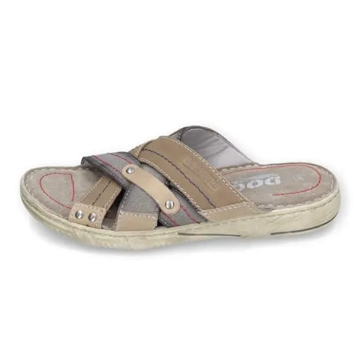 Dockers by Gerli Pantolette Grau - Bequeme Herren Sandale - Pantoletten aus robustem Leder und Textil, mit einem weich gepolsterten Fußbett für ultimativen Komfort. Ideal für Strand und Stadt - der perfekte Begleiter für den Sommer!