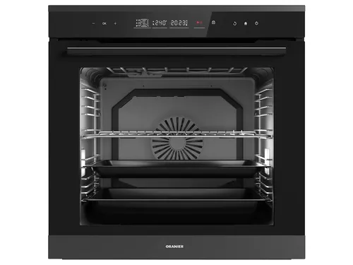 Oranier EBP820 Pyrolyse Backofen pureBLACK - Backofen mit 15 Funktionen und 80 Litern XXL-Backraum, Pyrolyse für mühelose Reinigung und 3-D Heißluft für perfekte Ergebnisse auf mehreren Ebenen.