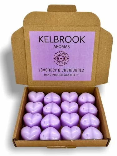 Kelbrook Aromas Lavendel und Kamille, 16 handgegossene Sojawachs, stark duftend, veganfreundlich, geeignet für elektrische Wachswärmer mit 40 W und Wachs-Teelichter, 16 Stück