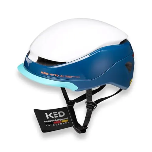 KED Mitro UE-1 Helm Für E-Bike, City & Pendler | Urban Fahrradhelm Mit MIPS, BOA-System & Belüftung | NTA 8776 Zertifiziert | Farbe: Blue White, Größe: 58-61 (L)