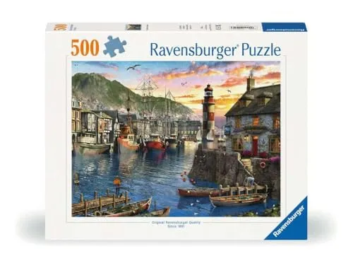 Ravensburger Puzzle 12000212 - Morgens am Hafen - 500 Teile Puzzle für Erwachsene und Kinder ab 12 Jahren, Hafen-Puzzle
