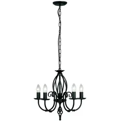 Elstead Artisan Kronleuchter E14 5-fach Schwarz - Elegante Deckenlampe für stilvolle Beleuchtung - Deckenlampen & Kronleuchter, hochwertige Verarbeitung und zeitloses Design für ein gemütliches Ambiente