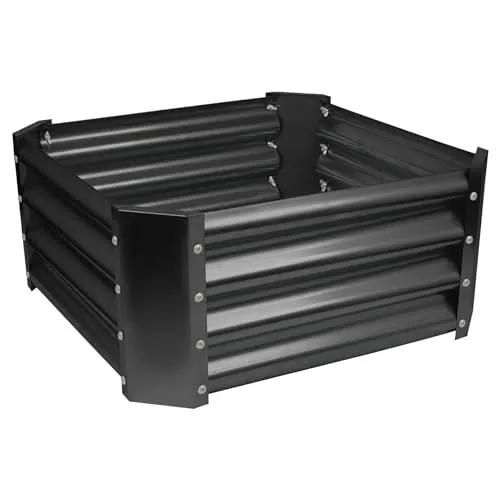 Harbour Housewares 1x Anthrazit 60cm x 60cm Quadratisch Galvanisierter Stahl Hochbeet für den Garten - Groß Draussen Gemüse Blume Wachsen Pflanzer Trog Kasten