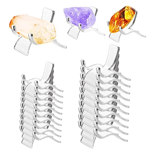 Dreamtop 20 Stück Acryl Dreieck Display Halter klar Kunststoff Display Staffelei Steht für Mineral Achat Fossil Korallen kleine Sammlerstücke Display Ständer, 2 Größen