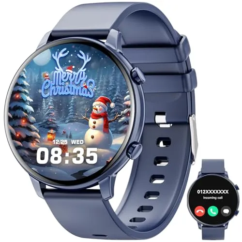 Hwagol Smartwatch (Annehmen/Telefonieren), 1,3 Zoll Fitness Tracker, Smartwatch Herzfrequenz/Schlafmonitor/Schrittzähler/Kalorien, 140+ Sportmodi, Wasserdicht Damen Herren Fitness Uhr für Android iOS