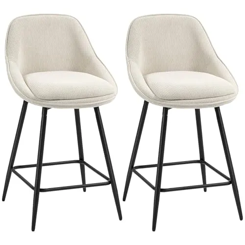 HOMCOM Barhocker 2er Set mit Drehfunktion und Fußstütze - Elegantes Barhocker-Set in Kord-Optik mit drehbarem Sitz und stabiler Fußstütze. Ideal für Küche und Esszimmer, sorgt es für Komfort und Stil in geselligen Runden. Einfacher Aufbau und robuste Stahlkonstruktion garantieren Langlebigkeit.
