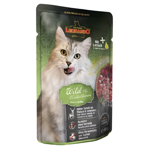 Leonardo Wild + Heidelbeeren 85 g, Katzenfutter, NEU