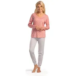 Consult-Tex Pyjama Damen Pyjama Schlafanzug Langarm (Spar-Set, 1 Stück) aus reiner Baumwolle grau|rosa 36/38