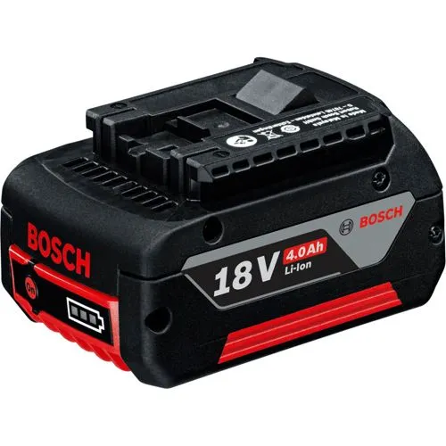 Bosch Werkzeug-Akku GBA 2607336816, 18V / 4,0Ah Schiebeakku - Werkzeugakkus für alle 18V Bosch Professional Geräte, leistungsstark mit 4,0 Ah Kapazität und langlebiger Lithium-Ionen-Technologie.