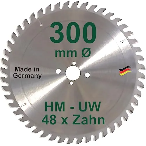 HM Sägeblatt 300 x 30 mm Zähne 48 UW Kreissägeblatt Handkreissäge Hartmetall 300mm Ersatzsägeblatt für DeWalt/Elektra/Elu/Haffner/Holz-Her/Metabo/Scheppach/Schleicher/Striebig/Ulmia