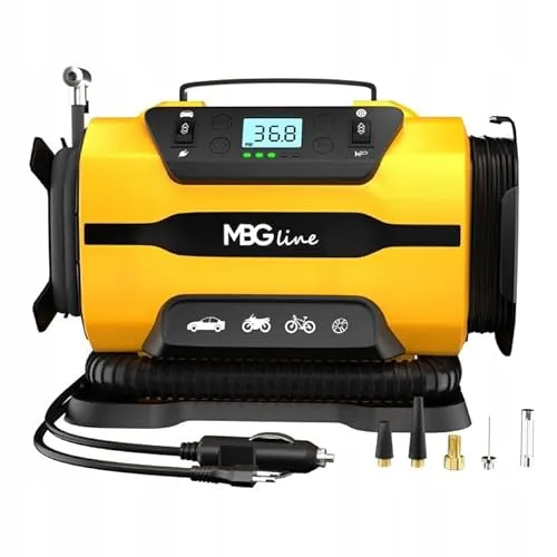 MBG line 845 PRO Autokompressor – Digitale 12V/230V Luftpumpe mit Auto-Stopp und LED-Licht
