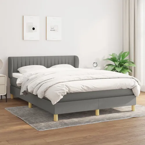 vidaXL Boxspringbett Dunkelgrau 140x190 cm mit Matratze