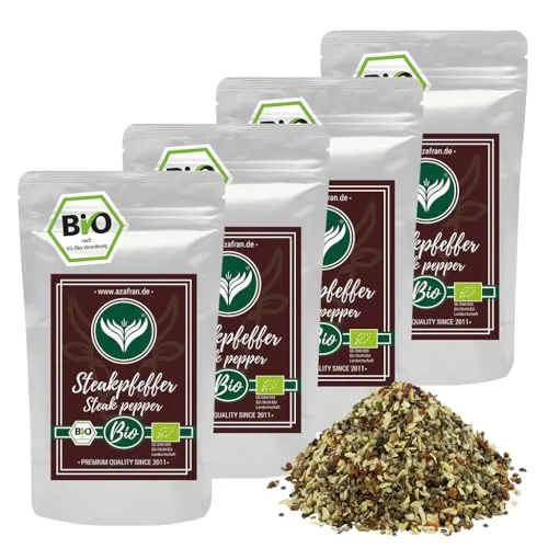 Azafran BIO Steakpfeffer, Steak Gewürzzubereitung, Grillgewürz für Fleisch und Gemüse 1kg